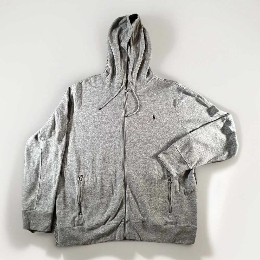 Polo Ralph Lauren Performance Gray Zip Hoodie Sweatshirt Mens‎ Size XXL